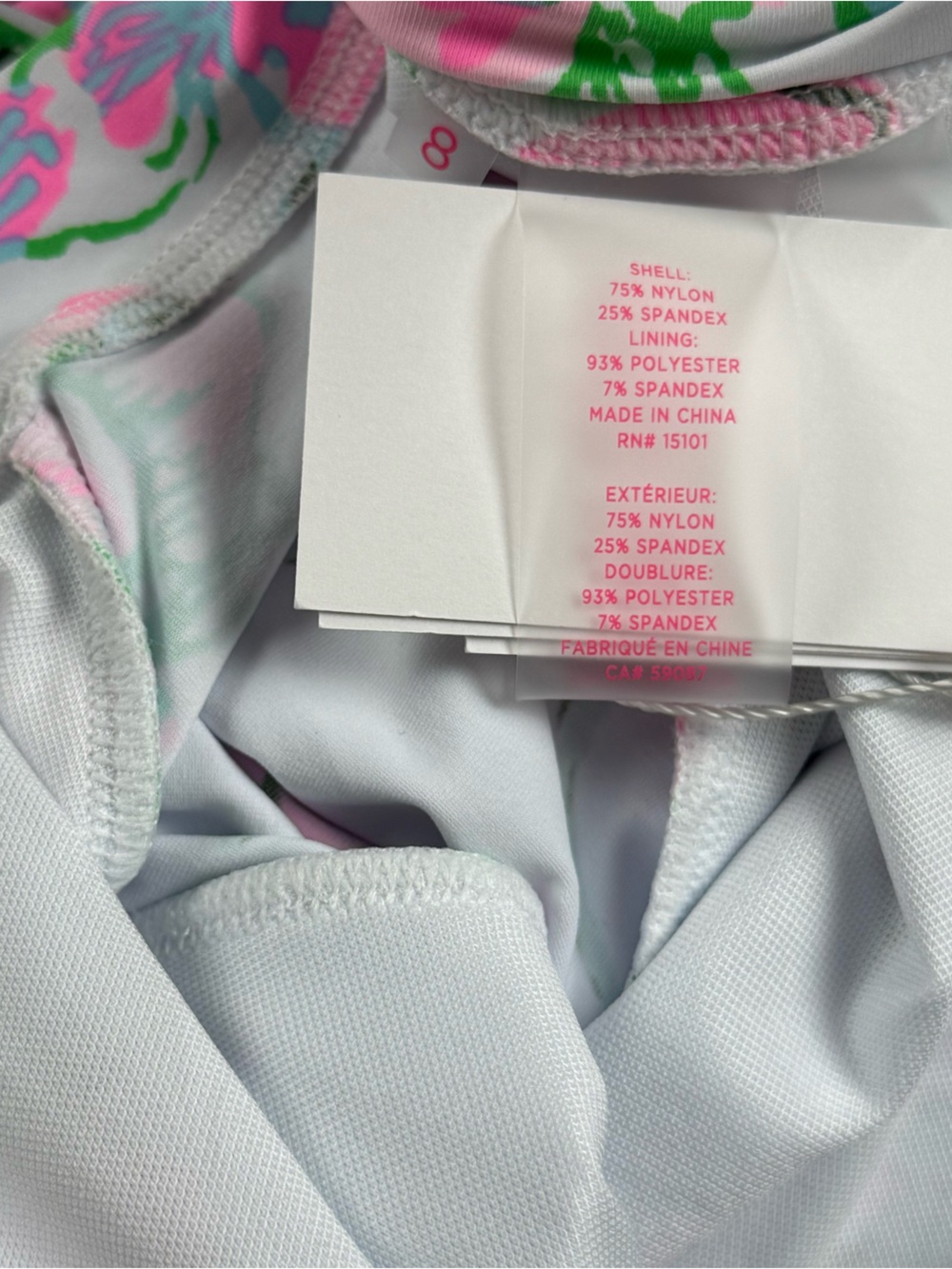 Lilly Pulitzer Randee Rashguard One Piece Swimsuit UPF 50+ Floral White 8 M NEW - Picture 7 of 12